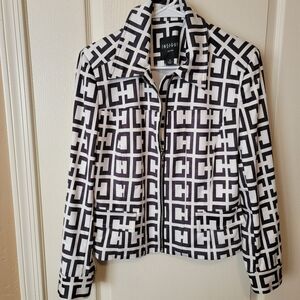 Insight Black and White Geometric Zip-Front Jacket